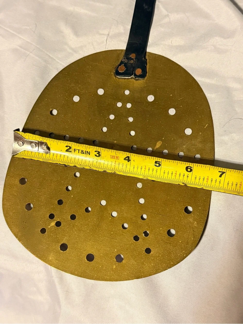 Vintage Brass Skimmer Strainer | Rustic Farmhouse Kitchen Wall Decor | Primitive